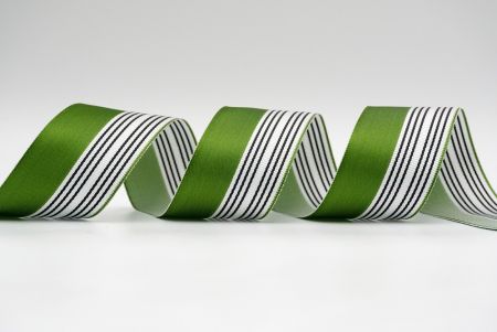 Лента с зеленым-белым атласным дизайном_K1765-580